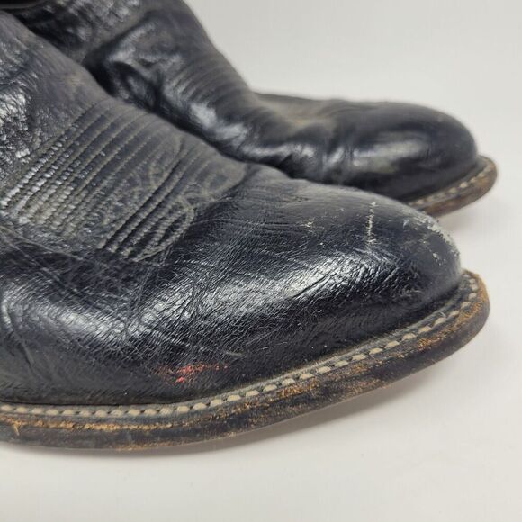 Tony Lama Boots Mens 8.5D Black Leather Western Cowboy Rodeo 8410 - Picture 11 of 11